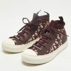 Pre Owned حذاء رياضي ديور قماش محبوك وبرغندي وجلد ووك إن ديور مقاس 38