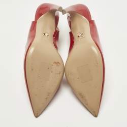 مملوكة مسبقًا Dior Size 37 Red Patent Leather Pointed Toe Slingback Pumps