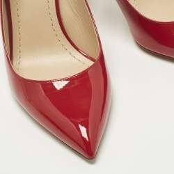 مملوكة مسبقًا Dior Size 37 Red Patent Leather Pointed Toe Slingback Pumps