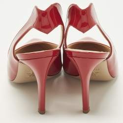 مملوكة مسبقًا Dior Size 37 Red Patent Leather Pointed Toe Slingback Pumps