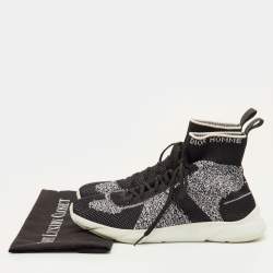 مملوكة مسبقًا حذاء رياضي ديور جوارب قماش محبوك أبيض/أسود عالٍ مقاس 41