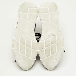 مملوكة مسبقًا حذاء رياضي ديور جوارب قماش محبوك أبيض/أسود عالٍ مقاس 41