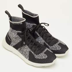 مملوكة مسبقًا حذاء رياضي ديور جوارب قماش محبوك أبيض/أسود عالٍ مقاس 41