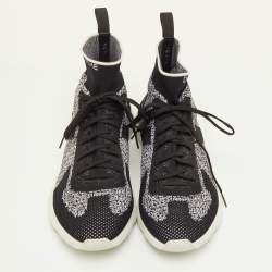 مملوكة مسبقًا حذاء رياضي ديور جوارب قماش محبوك أبيض/أسود عالٍ مقاس 41