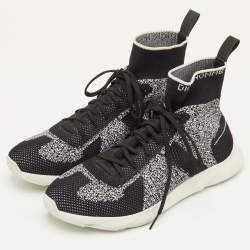 مملوكة مسبقًا حذاء رياضي ديور جوارب قماش محبوك أبيض/أسود عالٍ مقاس 41