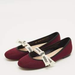 مملوكة مسبقًا Dior J'Adior Size 36.5 Burgundy Fabric Ballet Flats