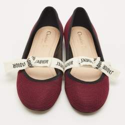 مملوكة مسبقًا Dior J'Adior Size 36.5 Burgundy Fabric Ballet Flats