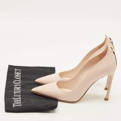 Pre Owned حذاء كعب عالي ديور نوفا جلد كريمي مقدمة مدببة مقاس 36