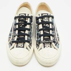 Pre Owned Dior Walk'n'Dior Size 39 Blue/Cream Canvas Lace Up Sneakers
