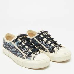 Pre Owned Dior Walk'n'Dior Size 39 Blue/Cream Canvas Lace Up Sneakers