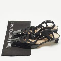 مملوكة مسبقًا حذاء كعب عالي ديور دانفول جلد برّاق أسود برباط مقاس 37.5