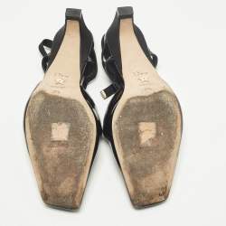 مملوكة مسبقًا حذاء كعب عالي ديور دانفول جلد برّاق أسود برباط مقاس 37.5