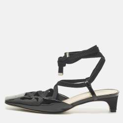 Pre Owned Dior Size 37.5 Black Patent Leather  D Envol Lace Up Pumps