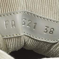 Pre Owned حذاء رياضي ديور رمادي/أبيض جاكار مائل وجلد مقاس 38