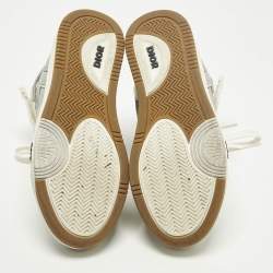 Pre Owned حذاء رياضي ديور رمادي/أبيض جاكار مائل وجلد مقاس 38