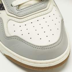 Pre Owned حذاء رياضي ديور رمادي/أبيض جاكار مائل وجلد مقاس 38