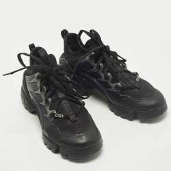 مملوكة مسبقًا حذاء رياضي ديور دي كونكت جلد أسود، نيوبين ومطاط عنق منخفض مقاس 36