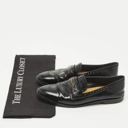 Pre Owned حذاء لوفرز ديور سليب أون بلاتفورم بوي جلد أسود مصقول مقاس 37