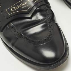 Pre Owned حذاء لوفرز ديور سليب أون بلاتفورم بوي جلد أسود مصقول مقاس 37