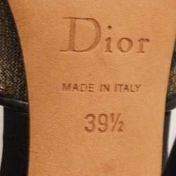 Pre Owned Dior Size 39.5 Black Mesh and Satin Cut Out Crystal Embellished Peep Toe Sandals