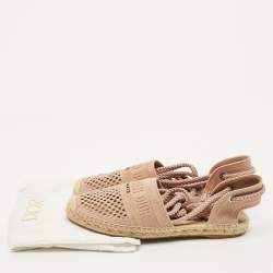 مملوكة مسبقًا حذاء ديور فلات غرانفيل قماش بيج رباط ال�كاحل مقاس 40