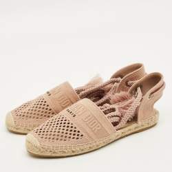 مملوكة مسبقًا حذاء ديور فلات غرانفيل قماش بيج رباط الكاحل مقاس 40