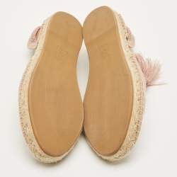 مملوكة مسبقًا حذاء ديور فلات غرانفيل قماش بيج رباط الكاحل مقاس 40