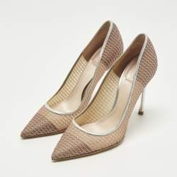 مملوكة مسبقًا Dior Size 38.5 Pink Lace and Mesh Pointed Toe Pumps