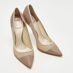 مملوكة مسبقًا Dior Size 38.5 Pink Lace and Mesh Pointed Toe Pumps