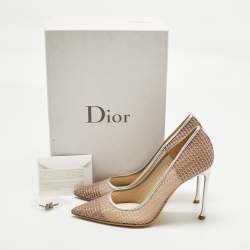 مملوكة مسبقًا Dior Size 38.5 Pink Lace and Mesh Pointed Toe Pumps