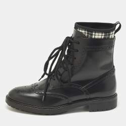 مملوكة مسبقًا Dior D-Order Size 40 Black Leather Combat Boots