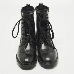 Pre Owned Dior D-Order Size 40 Black Leather Combat Boots