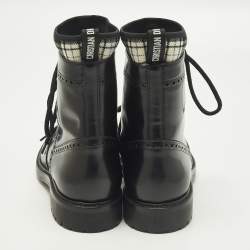 Pre Owned Dior D-Order Size 40 Black Leather Combat Boots