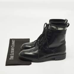 Pre Owned Dior D-Order Size 40 Black Leather Combat Boots