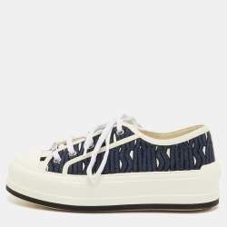 Pre Owned Dior Walk'n'Dior Size 35 Navy Blue Canvas Low Top Sneakers