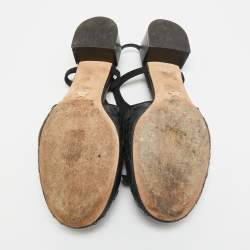 مملوكة مسبقًا حذاء باليرينا فلات ديور جلد كاناج أسود بحزام مقاس 37.5