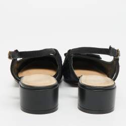 مملوكة مسبقًا حذاء باليرينا فلات ديور جلد كاناج أسود بحزام مقاس 37.5