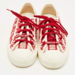 Pre Owned Dior Walk'n'Dior Size 35 Red Canvas Low Top Sneakers