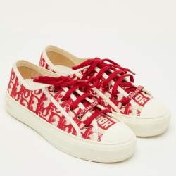 Pre Owned Dior Walk'n'Dior Size 35 Red Canvas Low Top Sneakers
