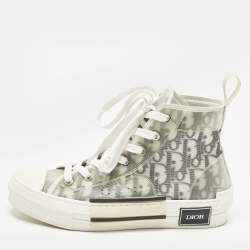 مملوكة مسبقًا Dior Oblique Size 37.5 White/Green Mesh and PVC High Top Sneakers