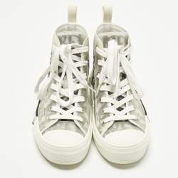 مملوكة مسبقًا Dior Oblique Size 37.5 White/Green Mesh and PVC High Top Sneakers