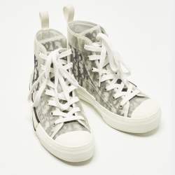 مملوكة مسبقًا Dior Oblique Size 37.5 White/Green Mesh and PVC High Top Sneakers