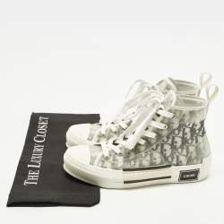 مملوكة مسبقًا Dior Oblique Size 37.5 White/Green Mesh and PVC High Top Sneakers