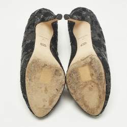 مملوكة مسبقًا Dior Size 40 Black Sequins Peep Toe Platform Pumps