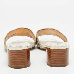 مملوكة مسبقًا صندل ديور منزلق قماش رمادي/كريمي مقاس 40.5