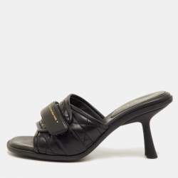 مملوكة مسبقًا Dior Size 39.5 Black Cannage Leather Diorevolution Slide Sandals