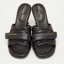 Pre Owned صندل ديور سلايد جلد كاناج أسود ديو ريفوليوشن مقاس 39.5