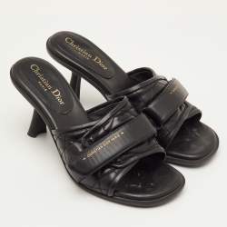 Pre Owned صندل ديور سلايد جلد كاناج أسود ديو ريفوليوشن مقاس 39.5