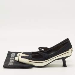 Pre Owned حذاء كعب عالي ديور تفاصيل فيونكة جلد مبطن براءة اختراع أسود مقدمة مفتوحة مقاس 38.5