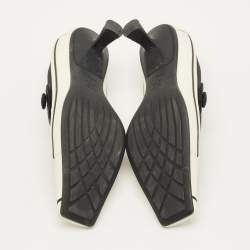 Pre Owned حذاء كعب عالي ديور تفاصيل فيونكة جلد مبطن براءة اختراع أسود مقدمة مفتوحة مقاس 38.5